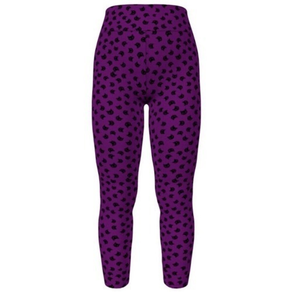 LuLaRoe Womens Leggings Size TC Black Cats Purple Magenta Halloween NWT